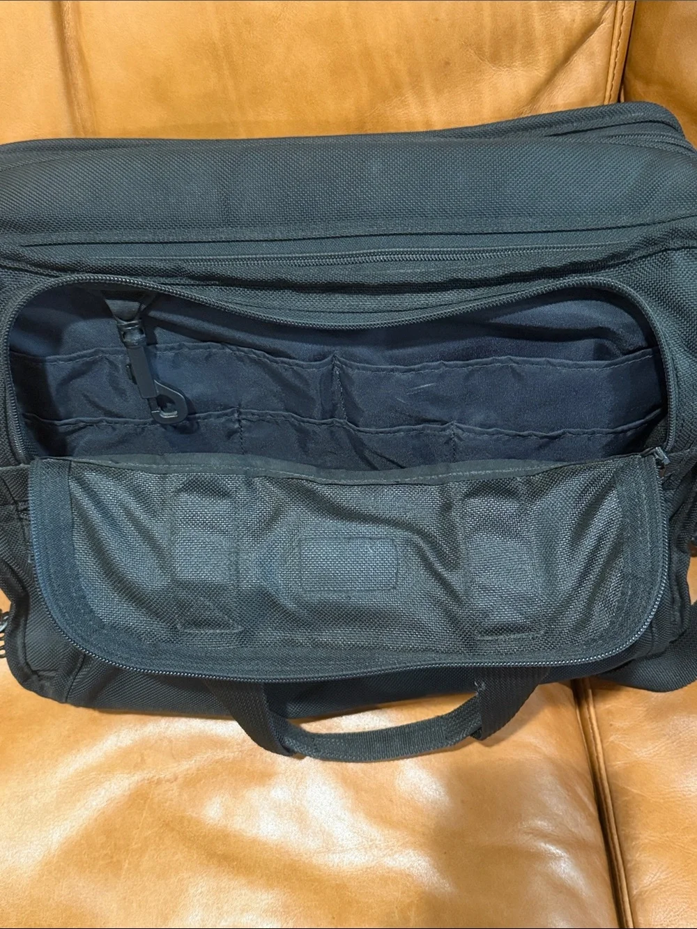 Tumi Black Laptop Briefcase with Top Handles and Shoulder Strap